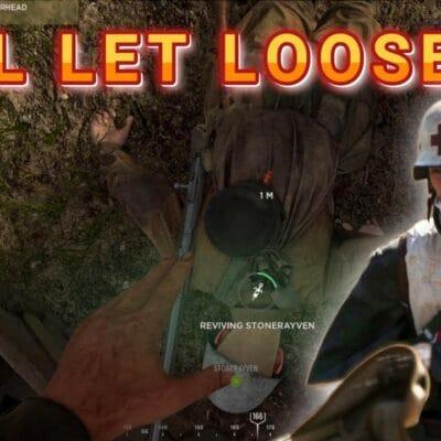 Hell Let Loose gameplay featuring a medic reviving a fallen player with Captain Ruggels logo, text overlay, gameplay footage.